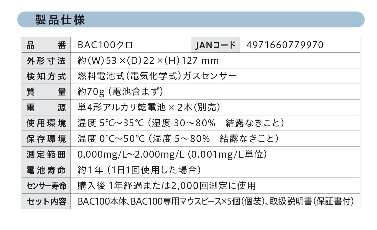 アルコールチェッカー BAC100